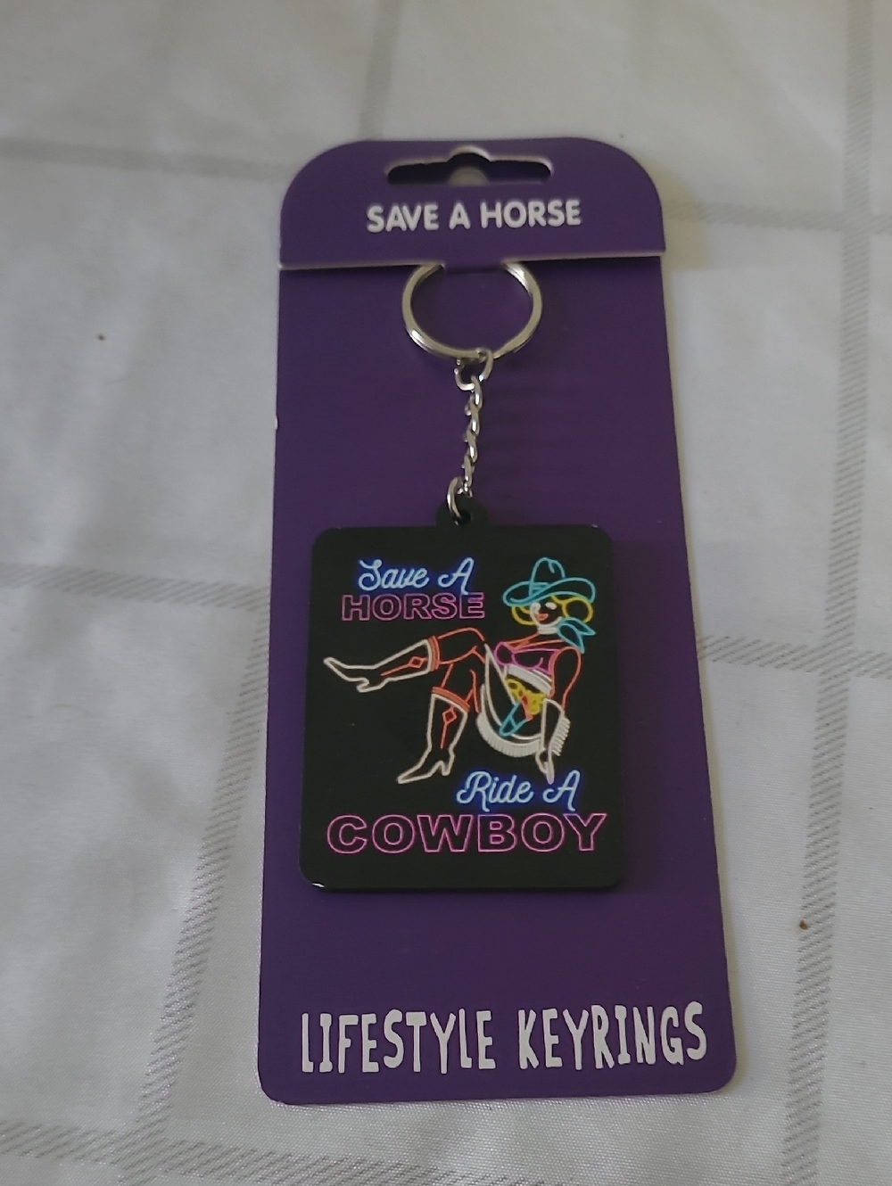 Ride A Cowboy Purple Keychain - Lifestyle Keyrings